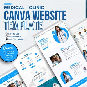 Hospital Website, Medical Website Design, Medical Clinic Canva Website Templates, Easy Editable, Medical Website, Clinic Website