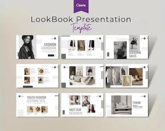 Fashion Lookbook Magazine Template, Product Catalog, Digital Look Book, Ebook Template, Lookbook Presentation Canva