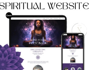Spirituelle Website-Vorlage Canva, Mystische Website, Hexen-Website, Magische Astrologen-Website, Tarot-Website, Canva-Verkaufsseite, One-Page-Web