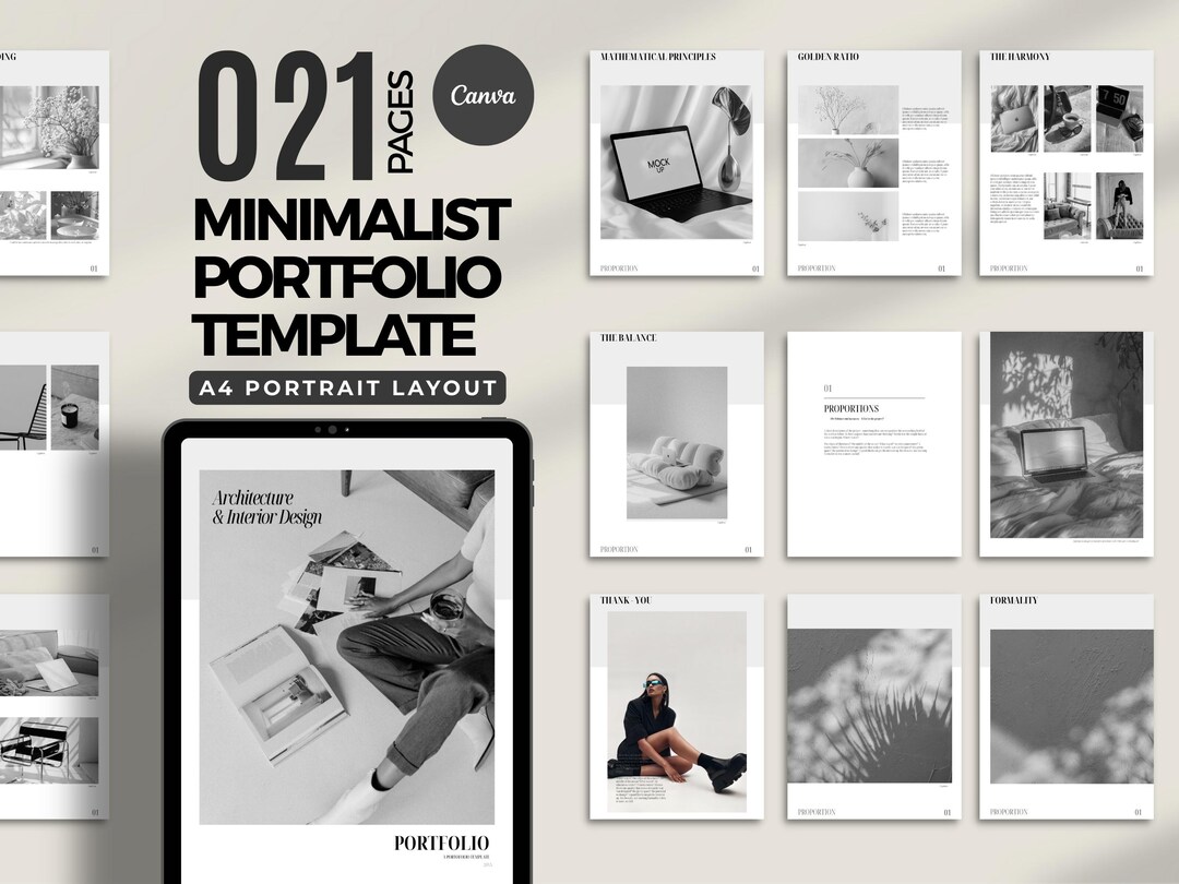 Elegant Minimalist Portfolio Canva Template for A4 Architecture ...