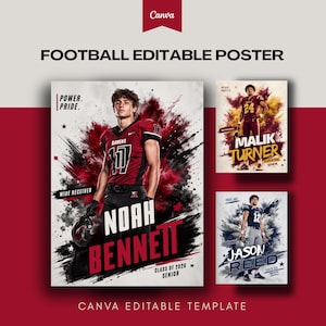 Football Poster Template, Poster Editable in Canva, Custom Poster, Football Instagram, Memory Mates, Sports Photography, Football Template