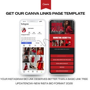 Instagram Landing Page Template, Instagram Link in bio, Template canva, Instagram landing page, Linktree free alternative, canva website