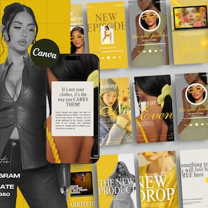 Bold Aesthetic Yellow Edition Instagram Posts, Editable Canva Template, Yellow Instagram Modern Aesthetic, Social Media Luxury Template