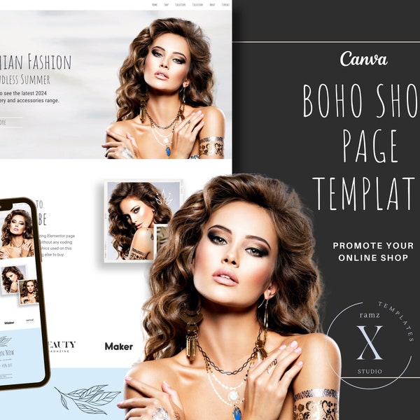Boho Canva Sales Page Template Boho Babe Sales Page, Boho aesthetic Landing Page, Shop Page Template Pastel Bohemian Shop Page, Sales Page