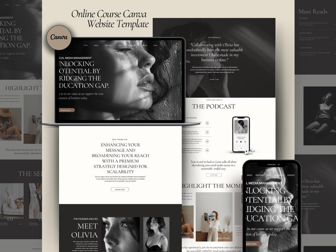 Online Course Canva Website Template, Online Courses Website Template ...