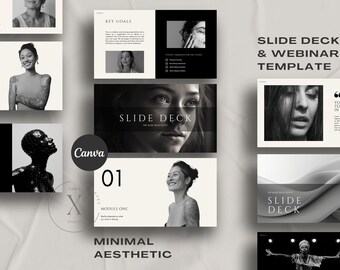 Minimalist Slide Deck Webinar Creator | Editable Canva Template | Course Slide Deck Template | Modern Minimal Online Webinar Template