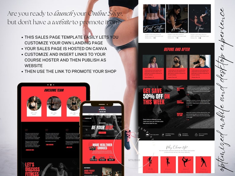 Canva Sales Page Template Coaching Course Sales Page, Sales Landing Page Template, Coaching Program Template Coaching Template Fitness image 9