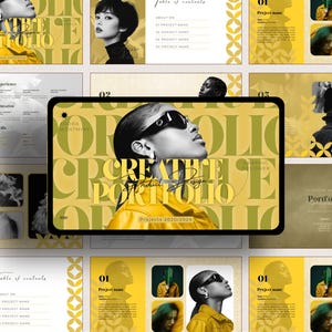Mall för kreativ portfolio i Canva, företagsportfolio, portfoliomall för stylister, varumärkespresentation, uGC-portfolio, kreativ lookbook