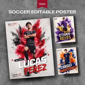 Soccer Poster Template, Poster Editable in Canva, Custom Poster, Soccer Instagram, Memory Mates, Sports Photography, Soccer Template