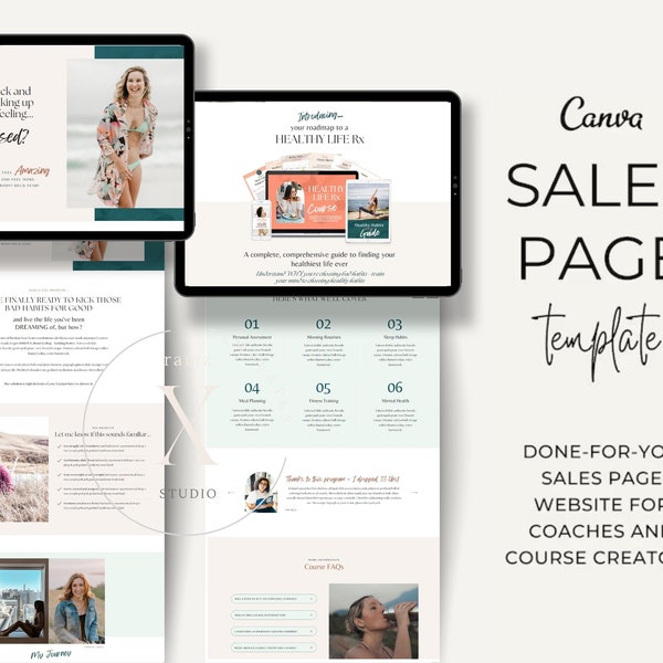 Canva Sales Page Template Coaching Course Sales Page, Sales Landing Page Template, Coaching Program Template Coaching Template Fitness