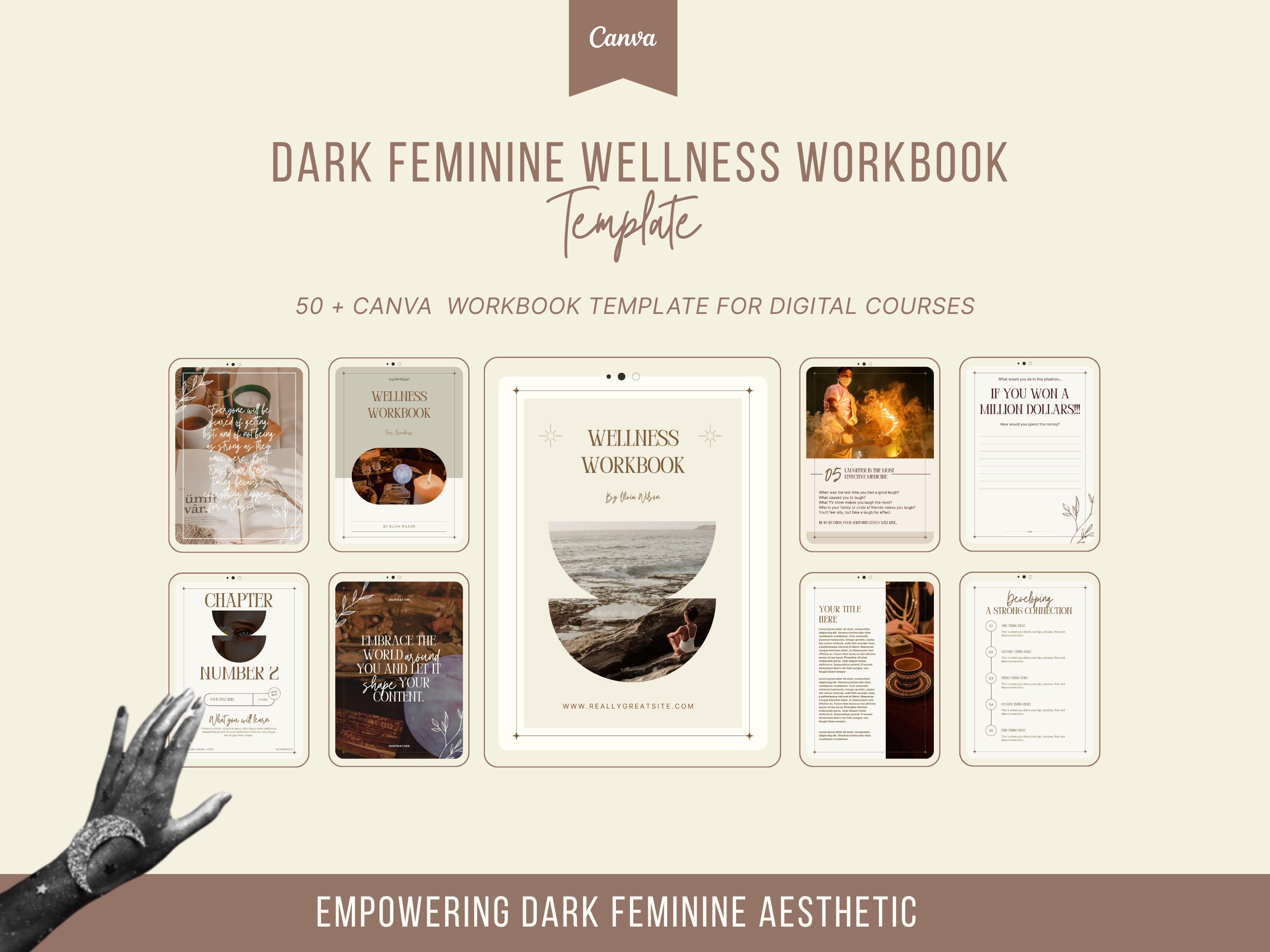 Feminine Wellness Canva Workbook Template, Shadow Work, Self-Care, Spiritual Growth, Digital Course Creator Tools, Goddess Aesthetic ebook
