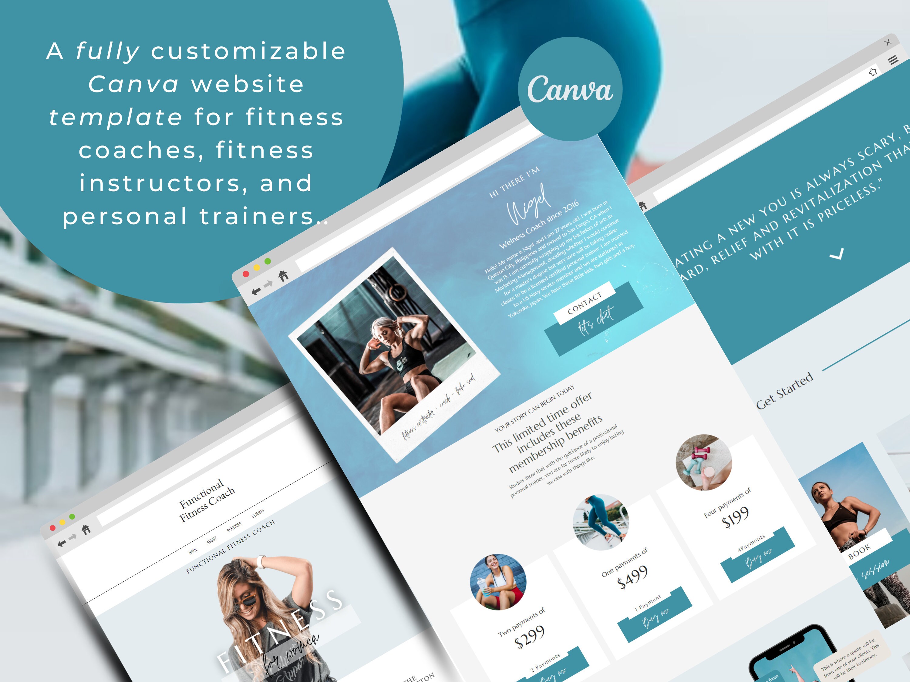 Fitness Coach Website Template: Canva Website Template for Fitness ...