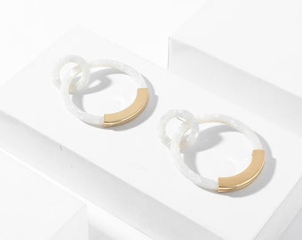 Acrylic and Gold Double Hoops Earrings