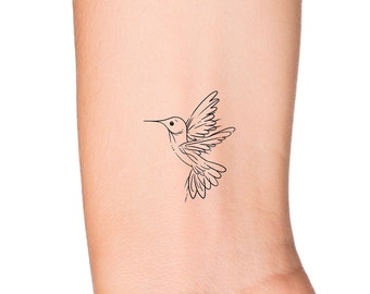 Hummingbird Sketchy Dotwork Wrist and Ankle Animal Temporary Tattoo