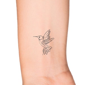 Hummingbird Sketchy Dotwork Wrist and Ankle Animal Temporary Tattoo