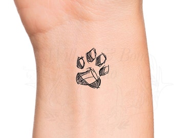 Sketchy Paw Print Temporary Tattoo - Family Dog Pet Love Memorial Wrist Tattoo