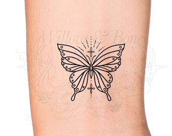 Butterfly Minimalist Outline Wrist Tattoo - Animal and Insect Cute Tattoo