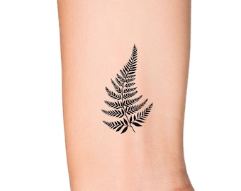 Fern Plant Black Silhouette Temporary Tattoo - Nature Potted Plant Garden Tattoo - Plant Lady Green Thumb Arm and Wrist Temporary Tattoo