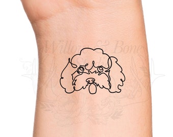 Cute Dog Face Puppy Love Continuous Line Tattoo - Small Pet Dog Animal Face Outline Tattoo - Pet Memorial Family Love Wrist Tattoo