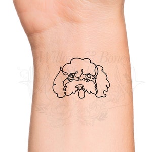 Cute Dog Face Puppy Love Continuous Line Tattoo - Small Pet Dog Animal Face Outline Tattoo - Pet Memorial Family Love Wrist Tattoo