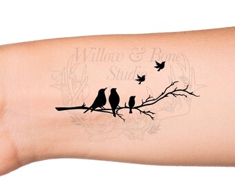 Two Birds on a Branch Tattoo - Etsy