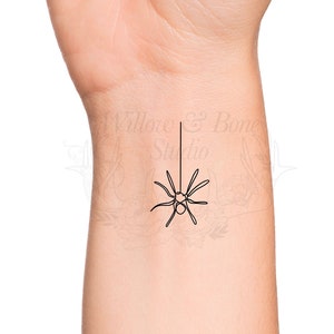 Spider Continuous Line Outline Temporary Tattoo - Minimalist Spider Insect Wrist Tattoo