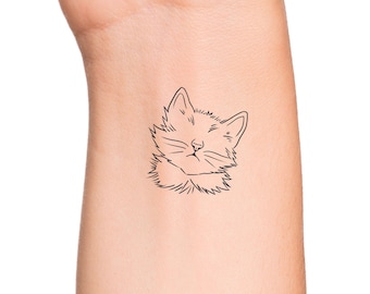 Cat Outline Cute Pet Temporary Tattoo - Small Kitty Ears and Whiskers Face Wrist Temporary Tattoo