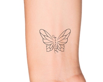 Butterfly Growth Self Love Word Temporary Tattoo - Love Yourself Insect Outline Tattoo