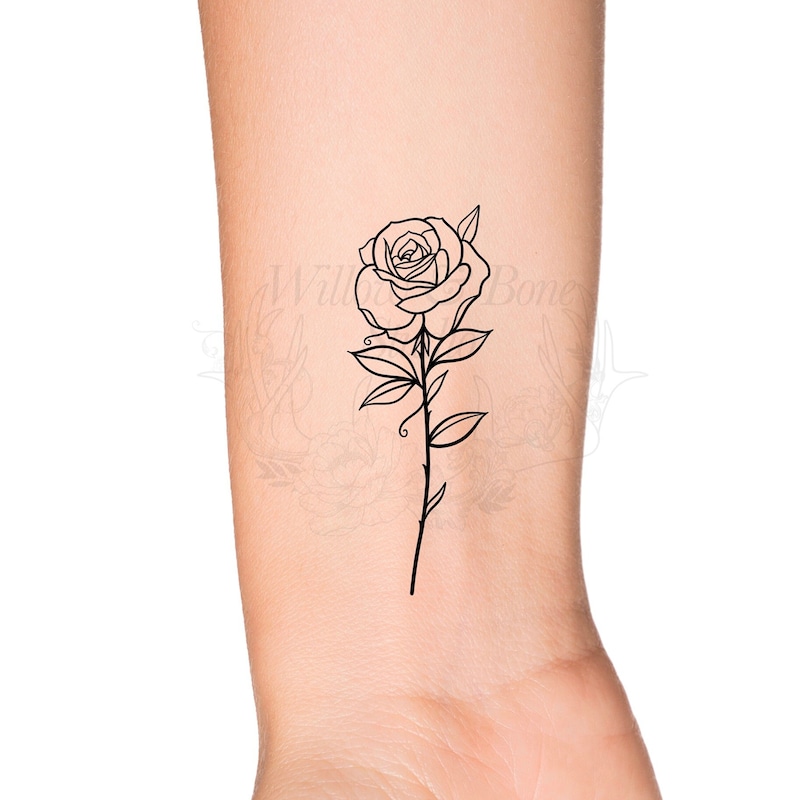 Rose Tattoo Outline - Etsy