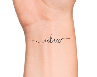 Relax Cursive Handwriting Word Temporary Tattoo