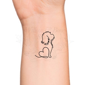 Dog Heart Love Outline Temporary Tattoo - Animal Pet Memorial Tattoo - Puppy Love Dog Breed Cute Outline Tattoo