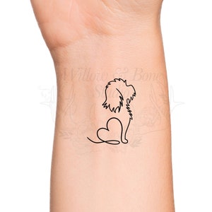 Dog Heart Love Outline Temporary Tattoo - Animal Pet Memorial Tattoo - Puppy Love Dog Breed Cute Outline Tattoo