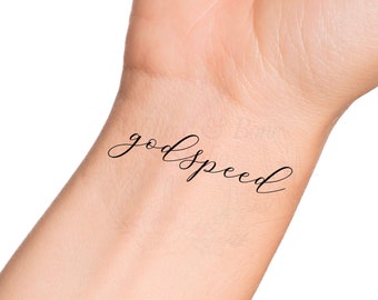 Godspeed Handwriting Word Temporary Tattoo
