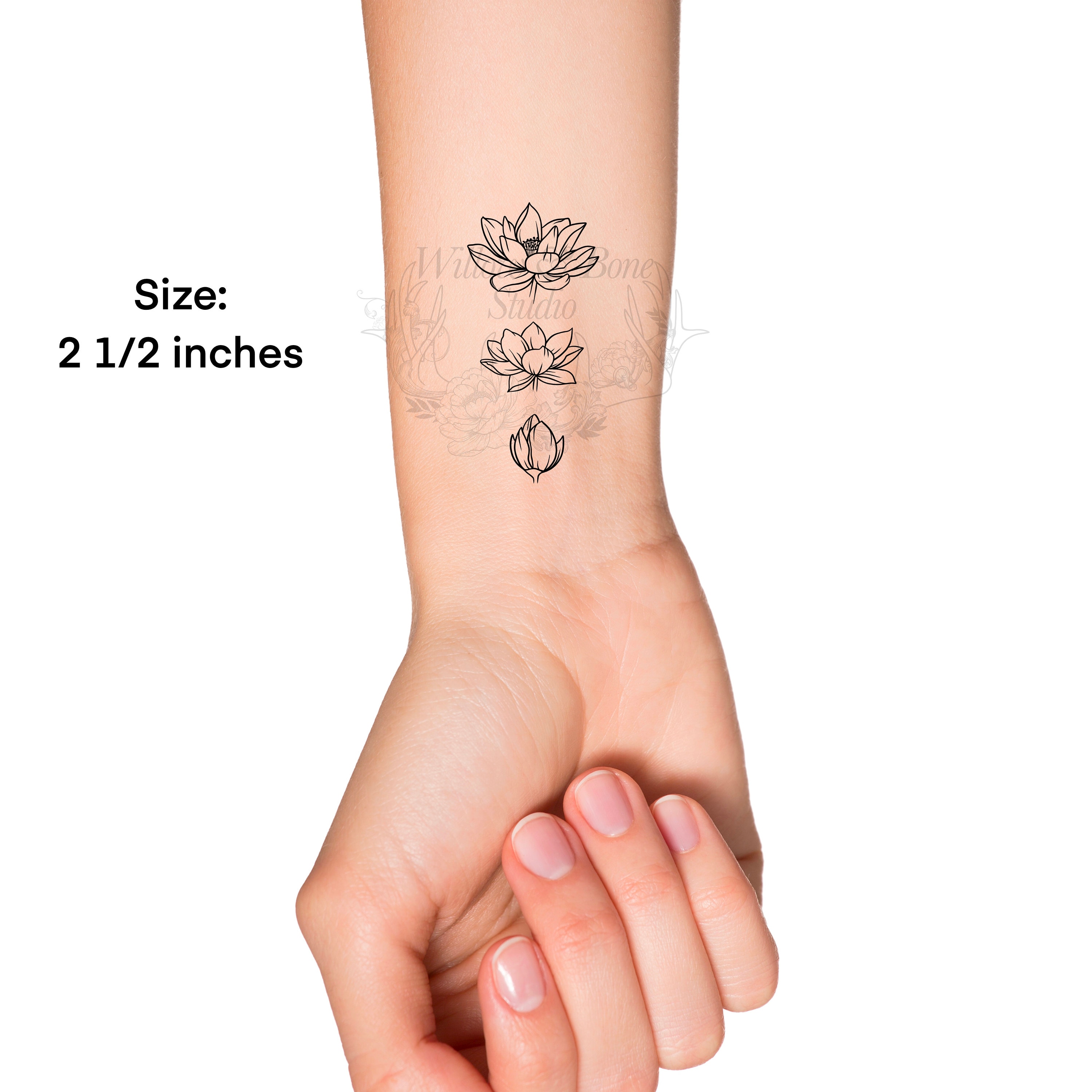 July Birth Month Flower: Blooming Water Lily Temporary Tattoo - Birth Flower  Outline Tattoo - Feminine Women Wildflower Wrist Floral Tattoo - Etsy