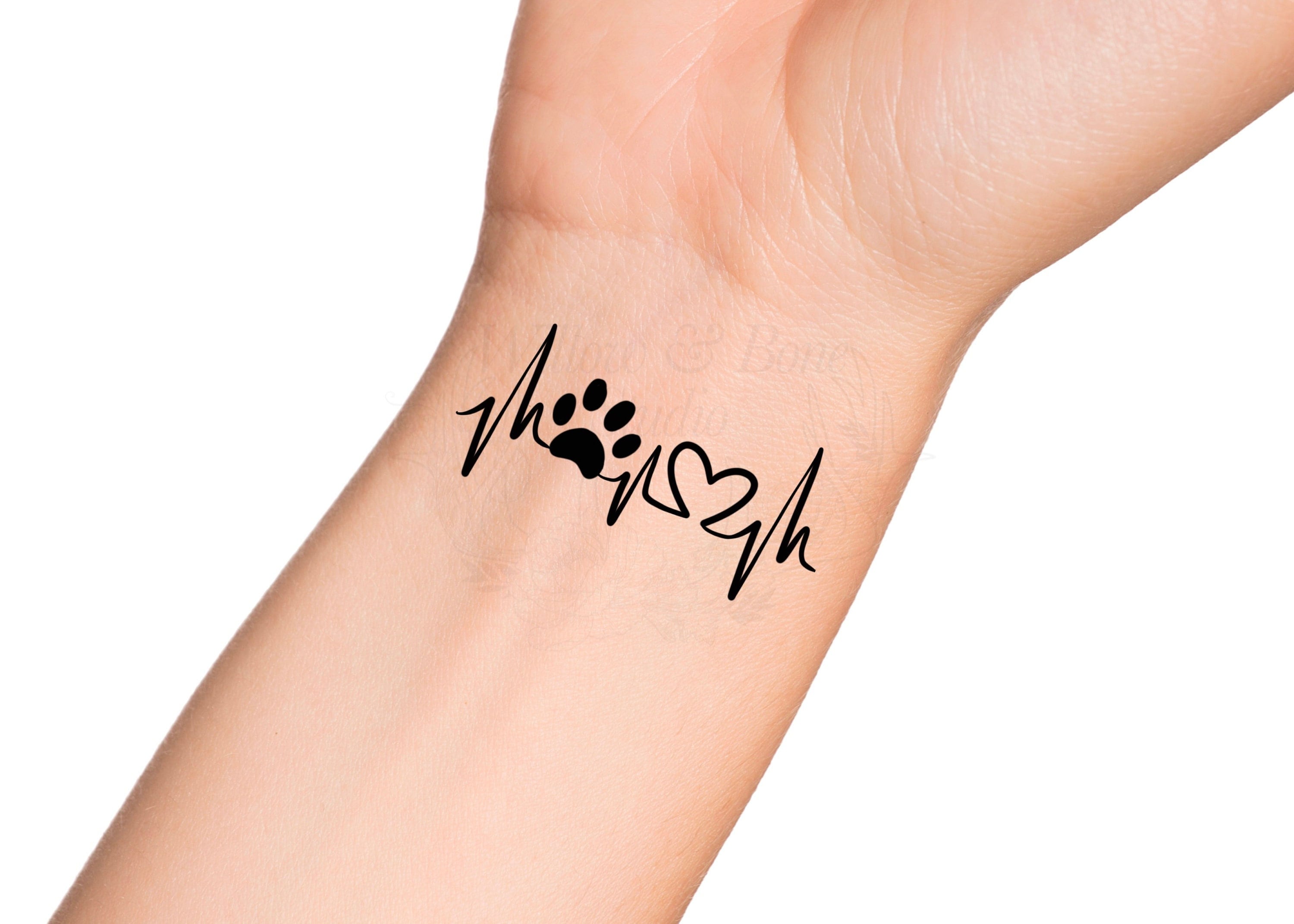 Paw Print Hope Love Dog Outline Temporary Tattoo Family Pet Memorial