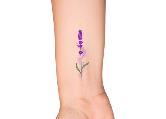 KREA - botanical tattoo of verbena and lavender flowers, by m. c. escher,  inking on skin
