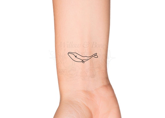 Single Continuous Line Whale Outline Temporary Tattoo Cute - Etsy Australia