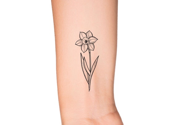 March Birth Month Flower: Daffodil Temporary Tattoo Birth - Etsy Israel