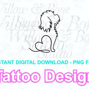 Digital Download Dog Heart Love Outline Tattoo Design - Animal Pet Memorial Tattoo - Puppy Love Dog Breed PNG File Instant Digital Download
