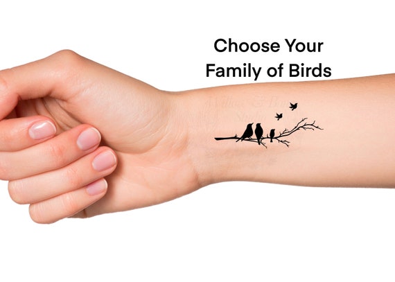 Buy Silhouette Birds Family on Branch Temporary Tattoo Flying Online in India - Etsy