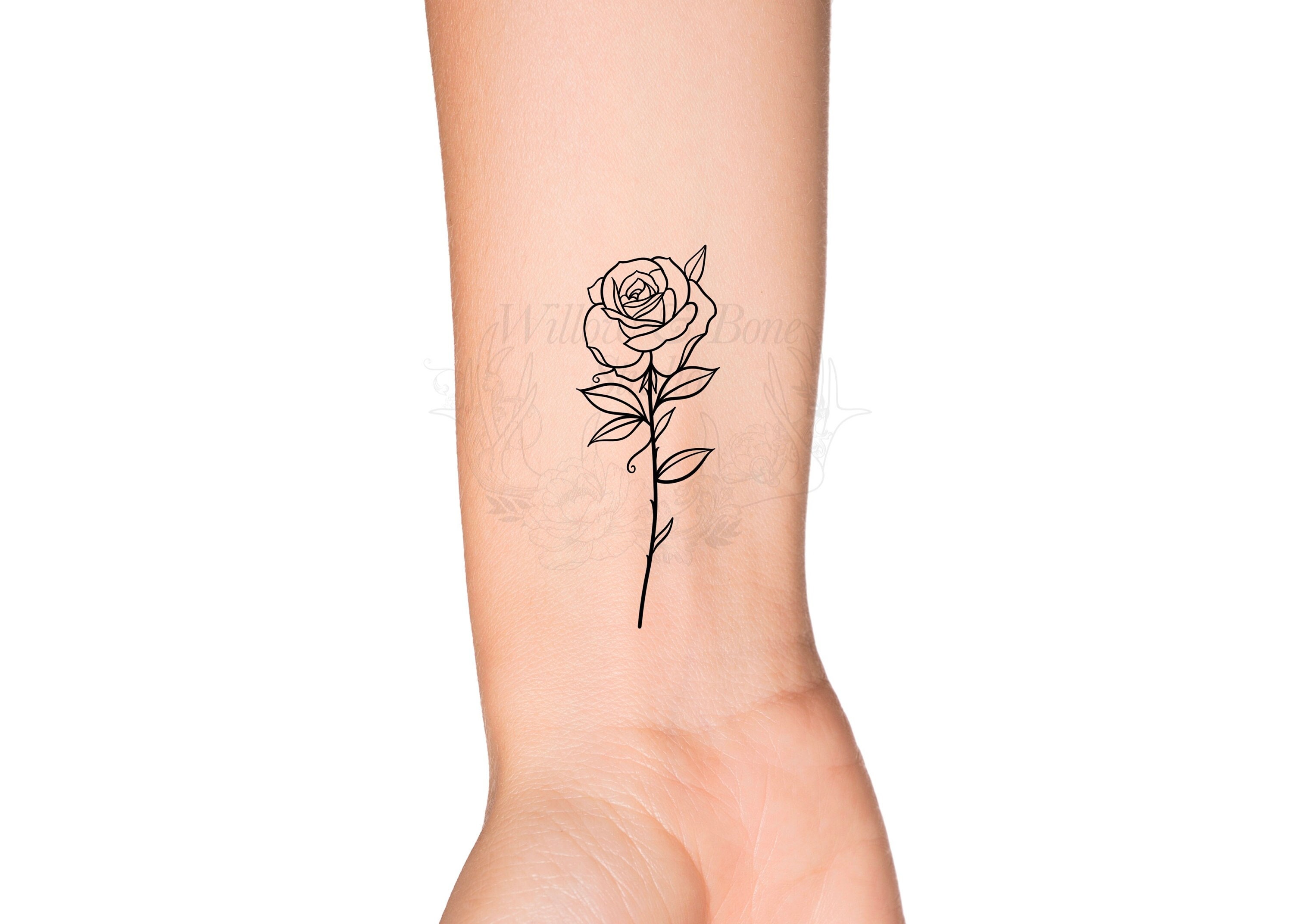 June Birth Month Flower: Rose With Stem Temporary Tattoo - Etsy Denmark June Birth Month Flower: Rose With Stem Temporary Tattoo - Etsy Denmark