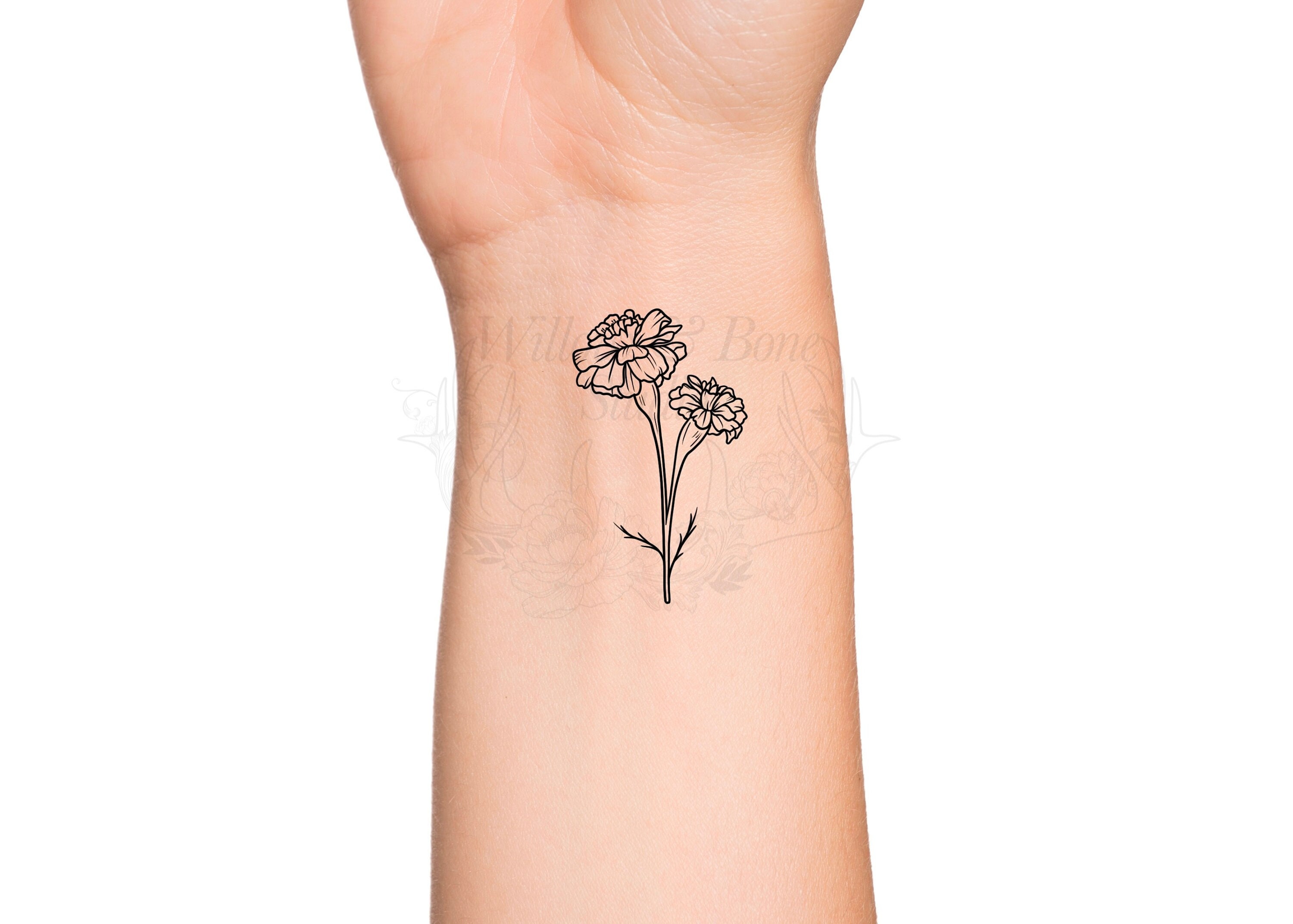 October Birth Month Flower: Marigold Temporary Tattoo Birth - Etsy