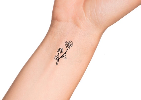 Mother Daughter Rose Floral Outline Temporary Tattoo - Etsy Mother Daughter Rose Floral Outline Temporary Tattoo - Etsy