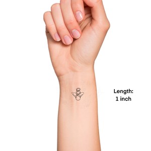 Religious Christmas Guardian Angel Minimalist Continuous Line Small Temporary Tattoo image 3