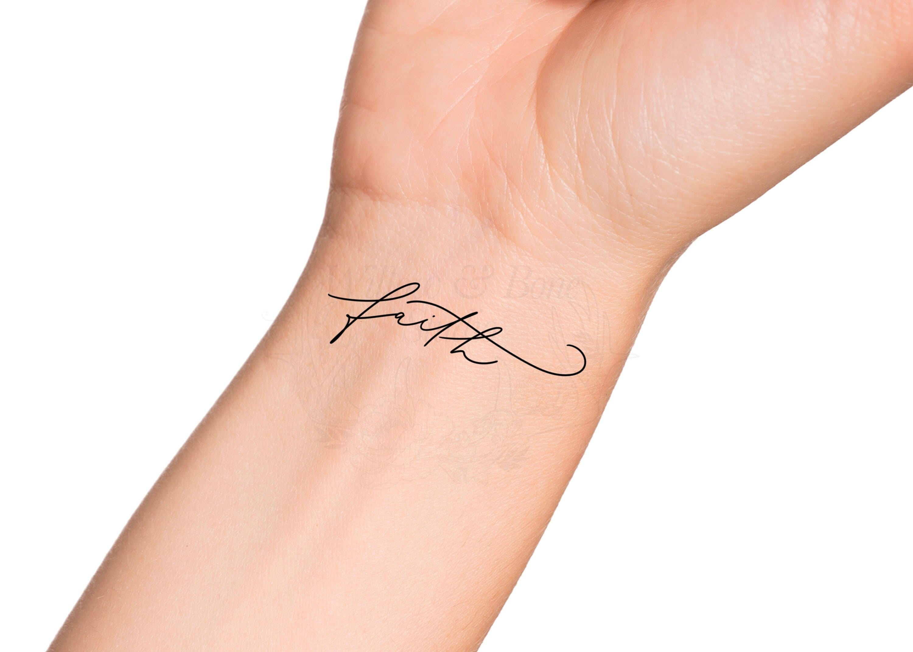 Buy Faith Handwritten Word Wrist Temporary Tattoo Religious Christian  Simple Minimalist Cute Tattoo for Women Online in India - Etsy