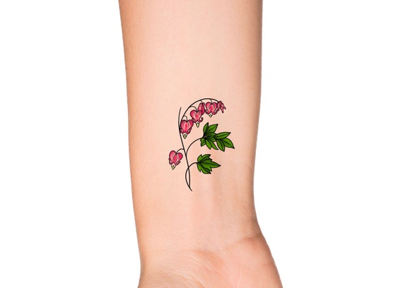 Bleeding Heart Plant Temporary Tattoo You Choose: Pink Color or