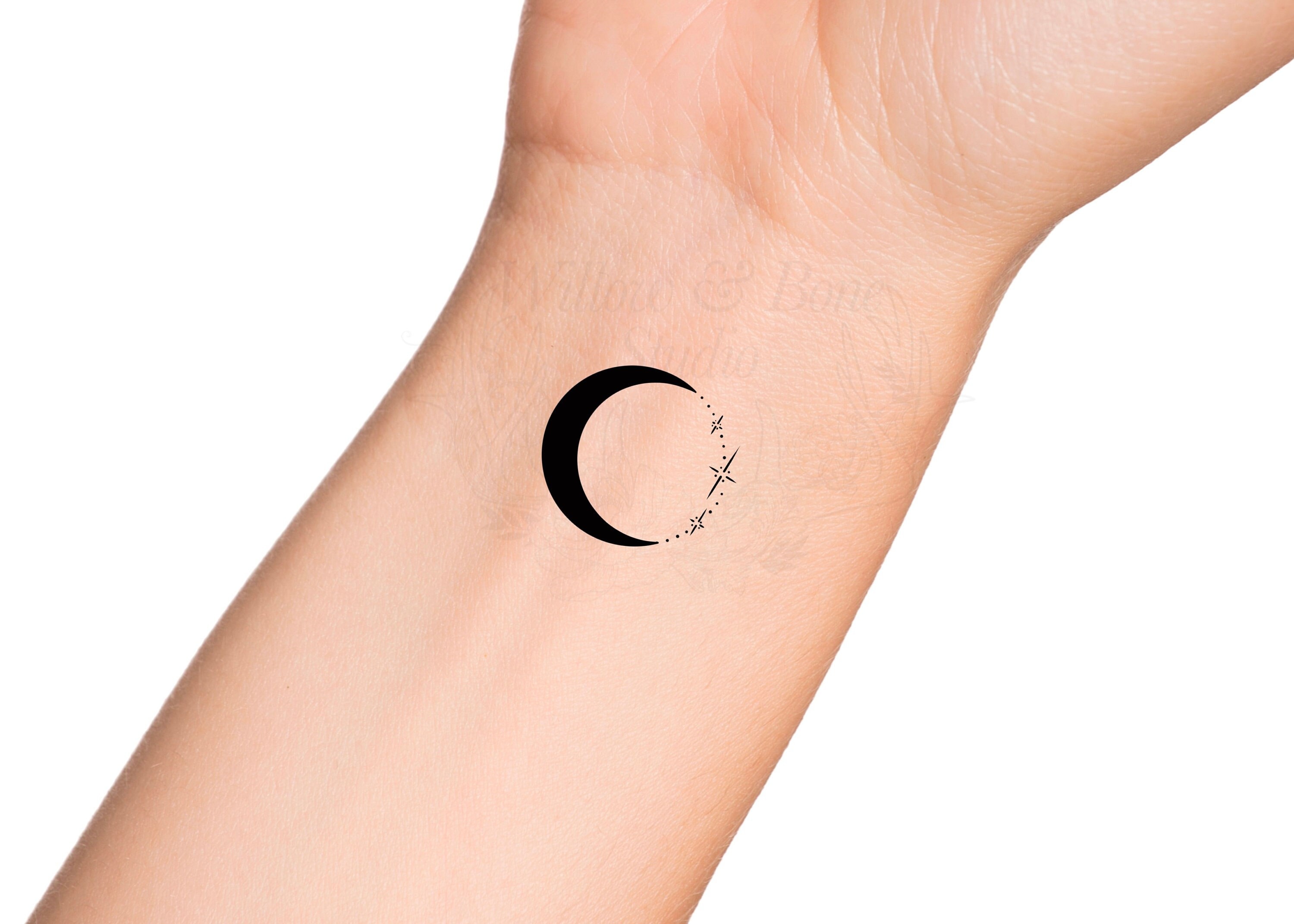 Small Crescent Moon Tattoo on Wrist - wide 1