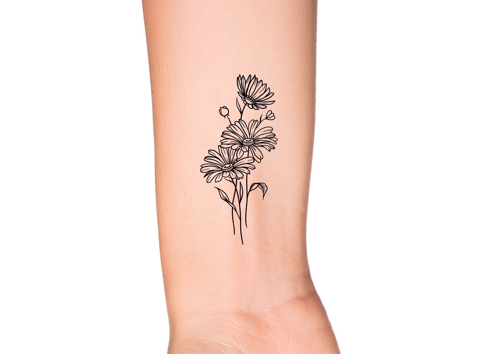 April Birth Month Flower: Daisy Temporary Tattoo Birth - Etsy