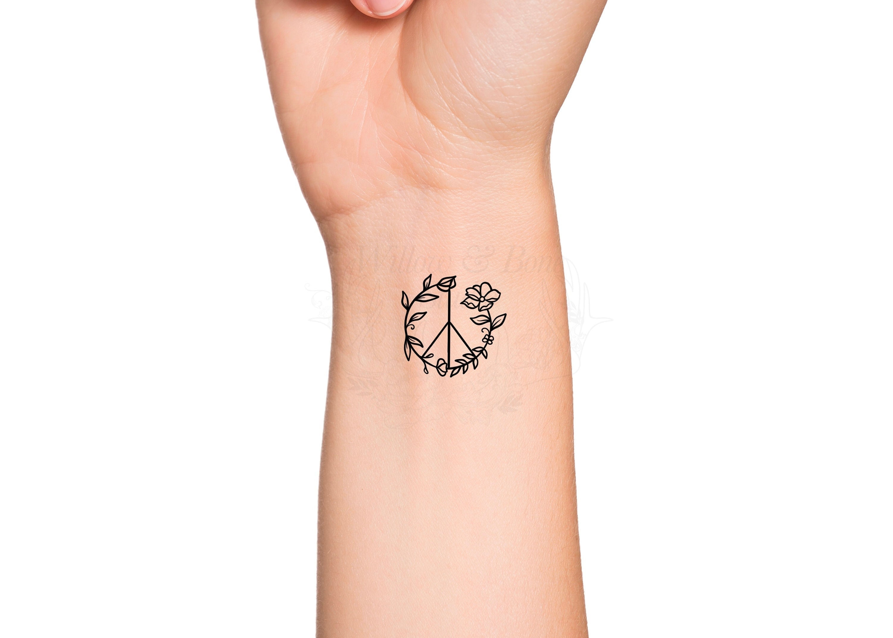 Temporary Tattoo 2 Peace Signs Waterproof Ultra Thin Realistic  Etsy