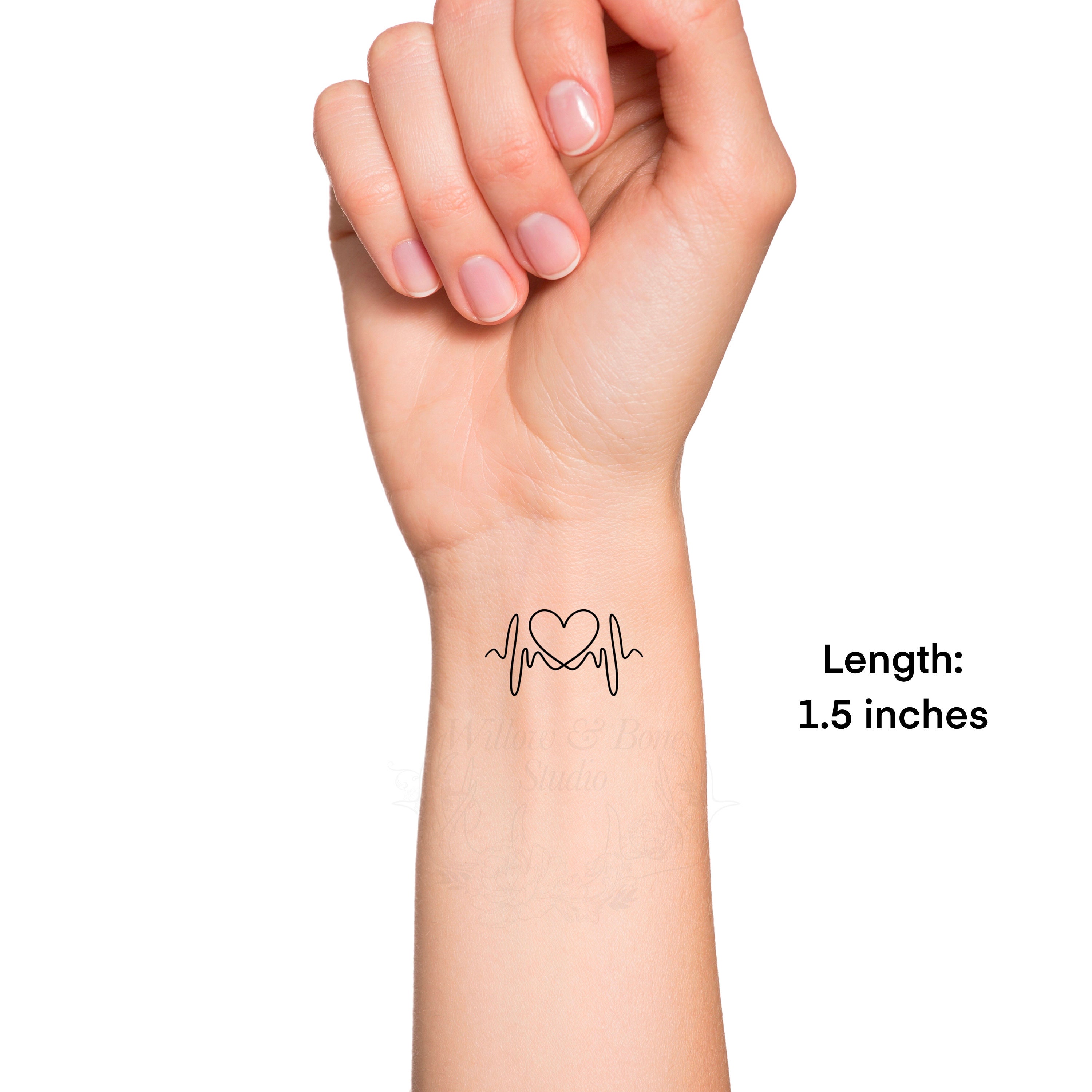 4pcs Temporary Tattoo Stickers With Bird, Flower, Heartbeat, And Line  Patterns For Finger, Wrist, And Small Body Areas | SHEIN EUQS